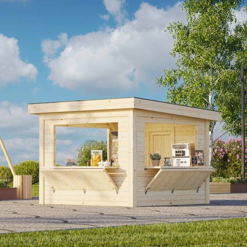 Sorcha 8.3m Flat Roof Gazebo with 1 Full Walls and 3 Wall Hatches (3m x 3m)