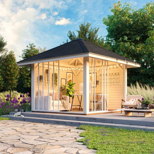 Nuala 8.3m Gazebo with Sliding Doors and Wooden Floor