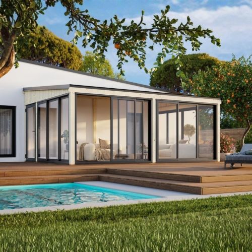 Lumi 23.3 m2 Timber Conservatory with Sliding Doors & Double Glazing