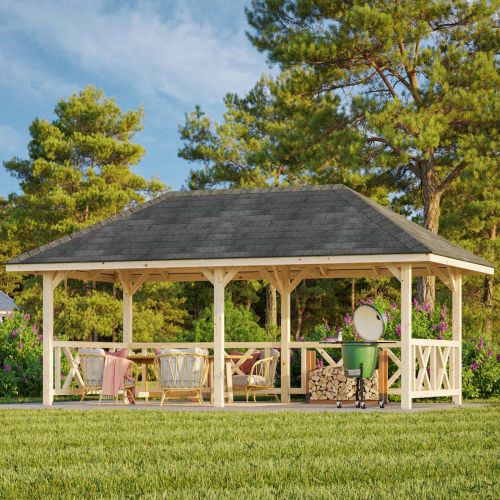 Nuala 16.6m Gazebo with Full Roof and Connect Fence (319cm x 588cm x 300cm)