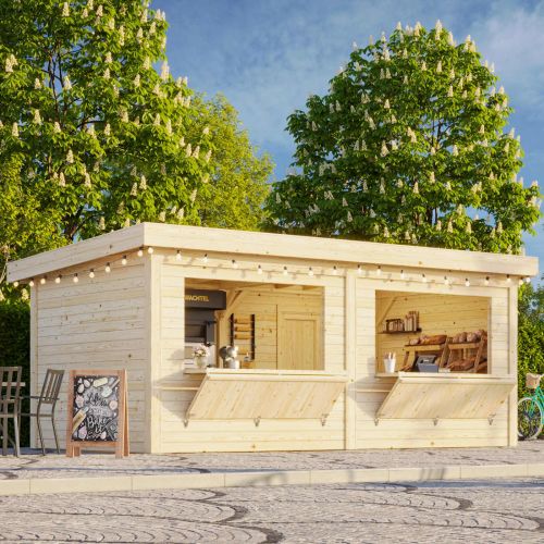 Sorcha 16.6m Flat Roof Gazebo with 4 Full Walls and 2 Wall Hatches (6m x 3m)