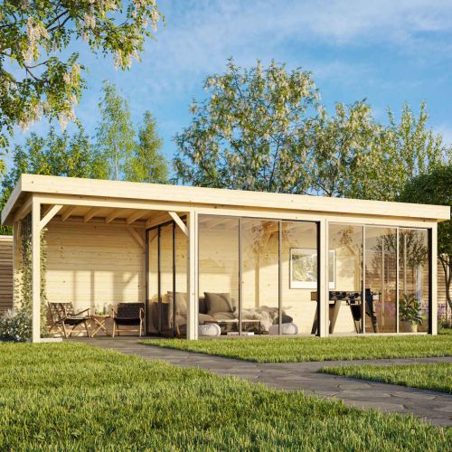 Lenna 24.9m I Flat Roof Connect with 3 Full Walls and 4 Sliding Doors (9m x 3m)