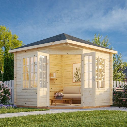 Melanie 6.9m Wooden Corner Summer House Pavilion