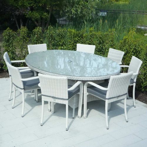 Roma 8 Seat Oval Set with Stacking Chairs
