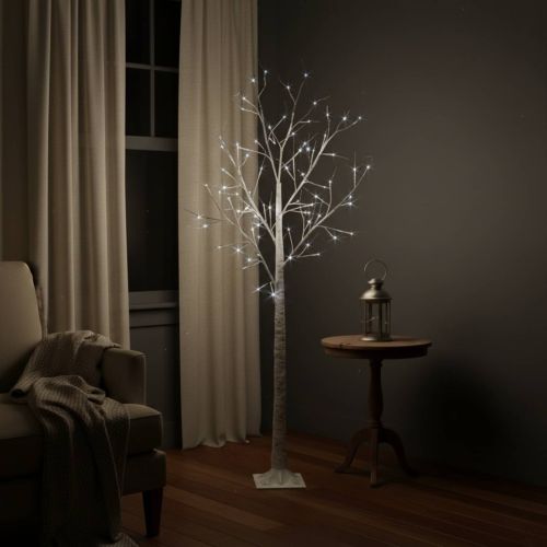6ft (1.8m) Birch Tree with 80 Ice White LEDs