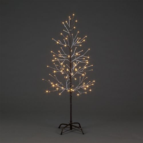 4ft (120m) Brown Snowy Tree with 120 Warm White LEDs