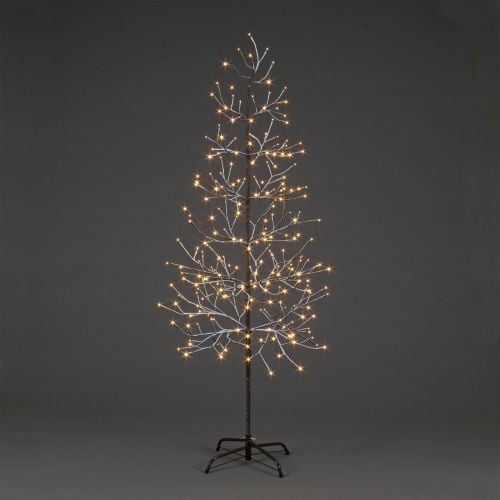 6ft (180cm) Brown Snowy Tree with 240 Warm White LEDs