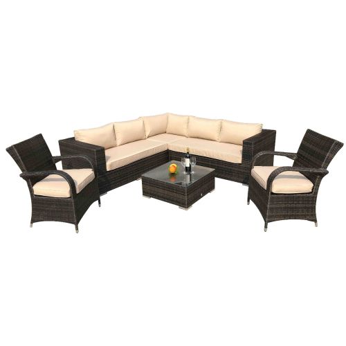 San Jose Rattan Corner Sofa Set With Cairo Chairs