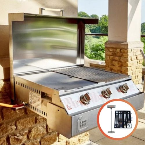 Space Grill Fold-Away 3 Burner Built-in Gas BBQ