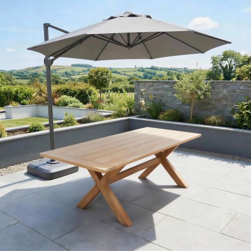 Solora Round Cantilever Parasol 3.5m in Taupe with 100 kg Refillable Plastic Base 