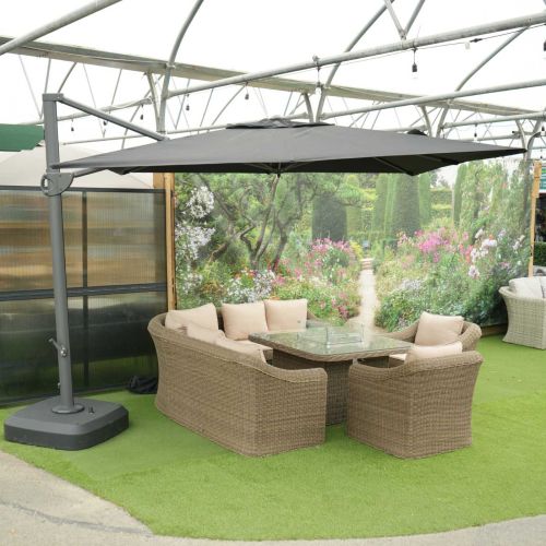 Solora Square Cantilever Parasol 3m x 3m in Charcoal with Plastic Base