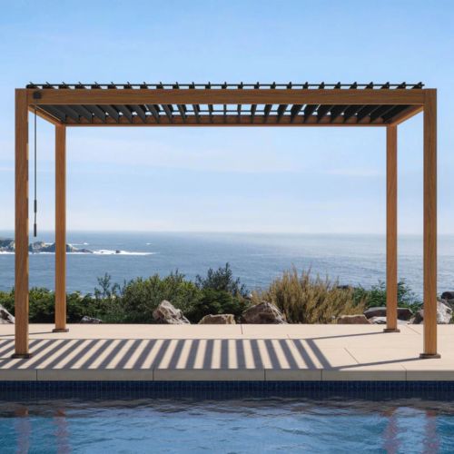 Mirador Ares Louvered Roof 3m x 4m Pergola - Woodgrain