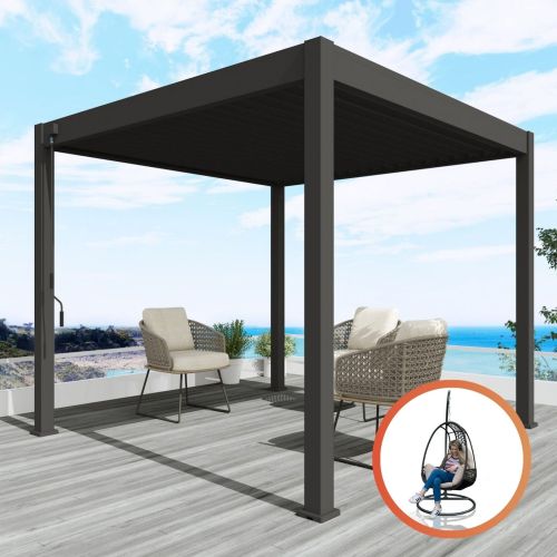 Zeus Bio-Climatic Pergola - Charcoal (3m x 3m)