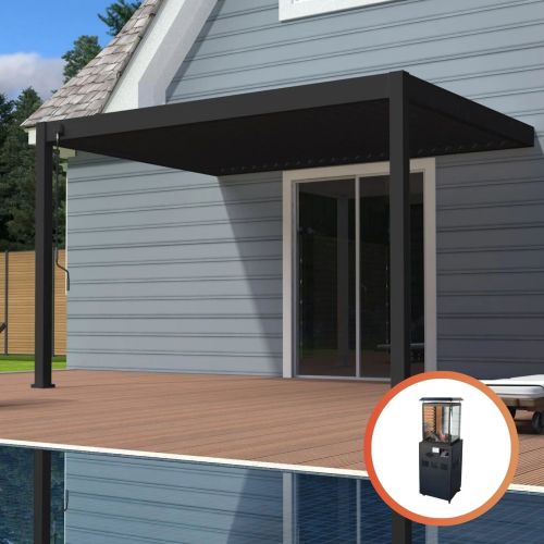 Zeus Wall Mounted Bio-Climatic Pergola - Charcoal (3m x 4m)