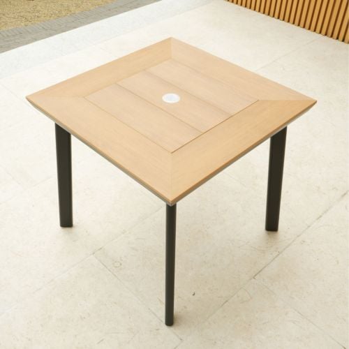 Fairmont 80cm Square Table Wide Legs - Black and Brown