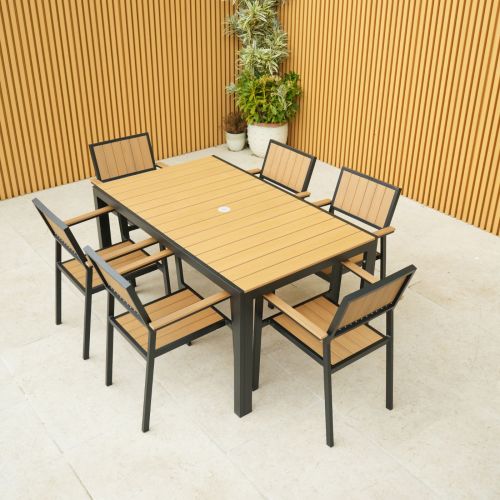 Fairmont Rectangular Table with 6 Chairs in Black and Brown