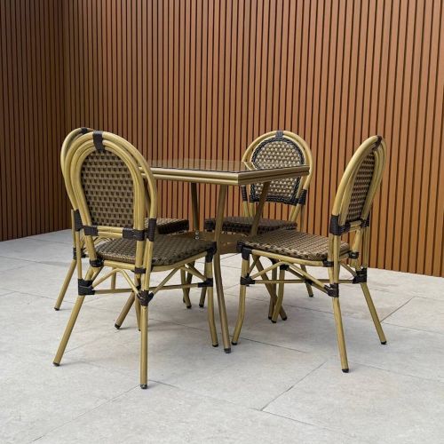 Lyon Parisian Square Table with 4 Roma Chairs