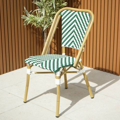 Cannes Bistro Chair Armless in Green and White