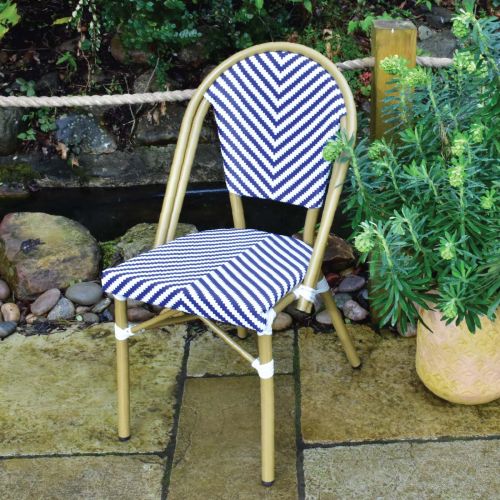 Rennes Parisian Armless Bistro Chair - Blue and White