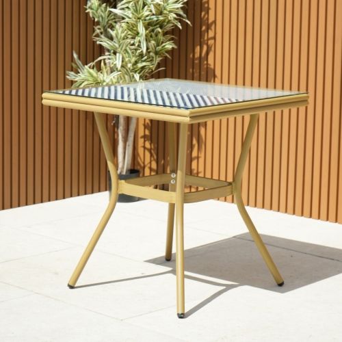Rennes Parisian 70cm Square Garden Bistro Table - Blue and White