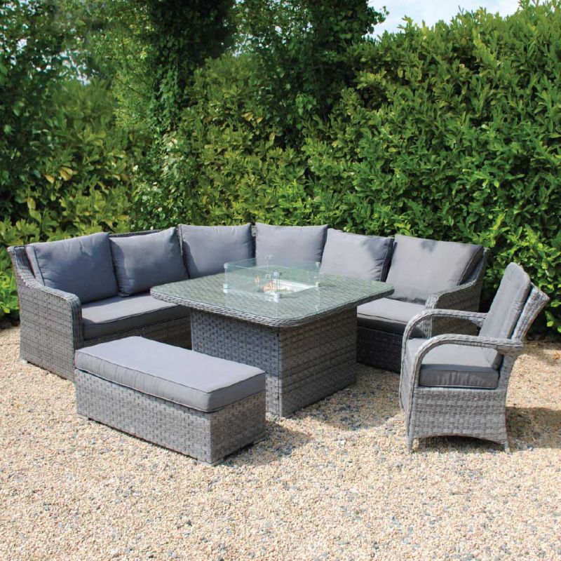 Halifax Rattan Corner Firepit Sofa Set With Chicago Chair