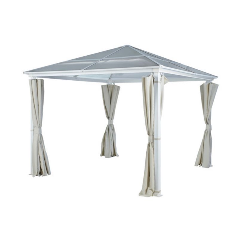 Hartman Polycarbonate Gazebo in White with Curtains