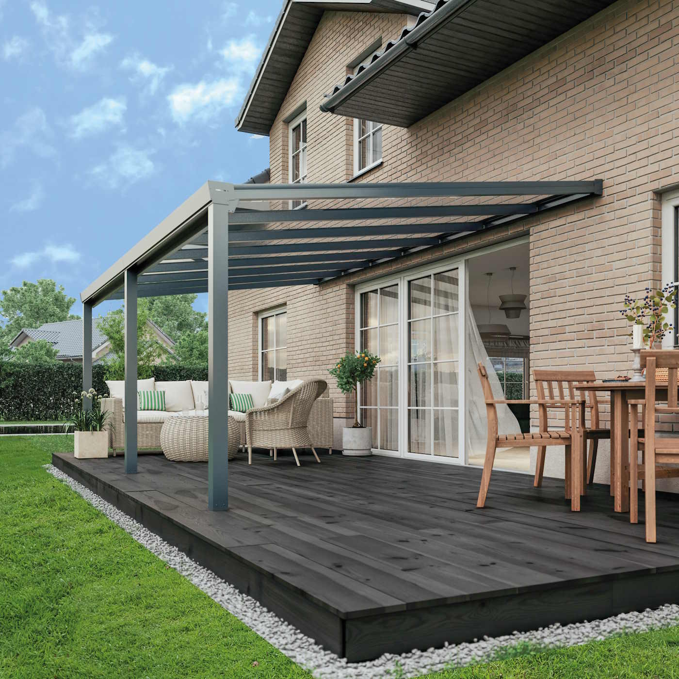 Aphrodite Veranda with Glass Roof - Anthracite - 7m x 2.5m