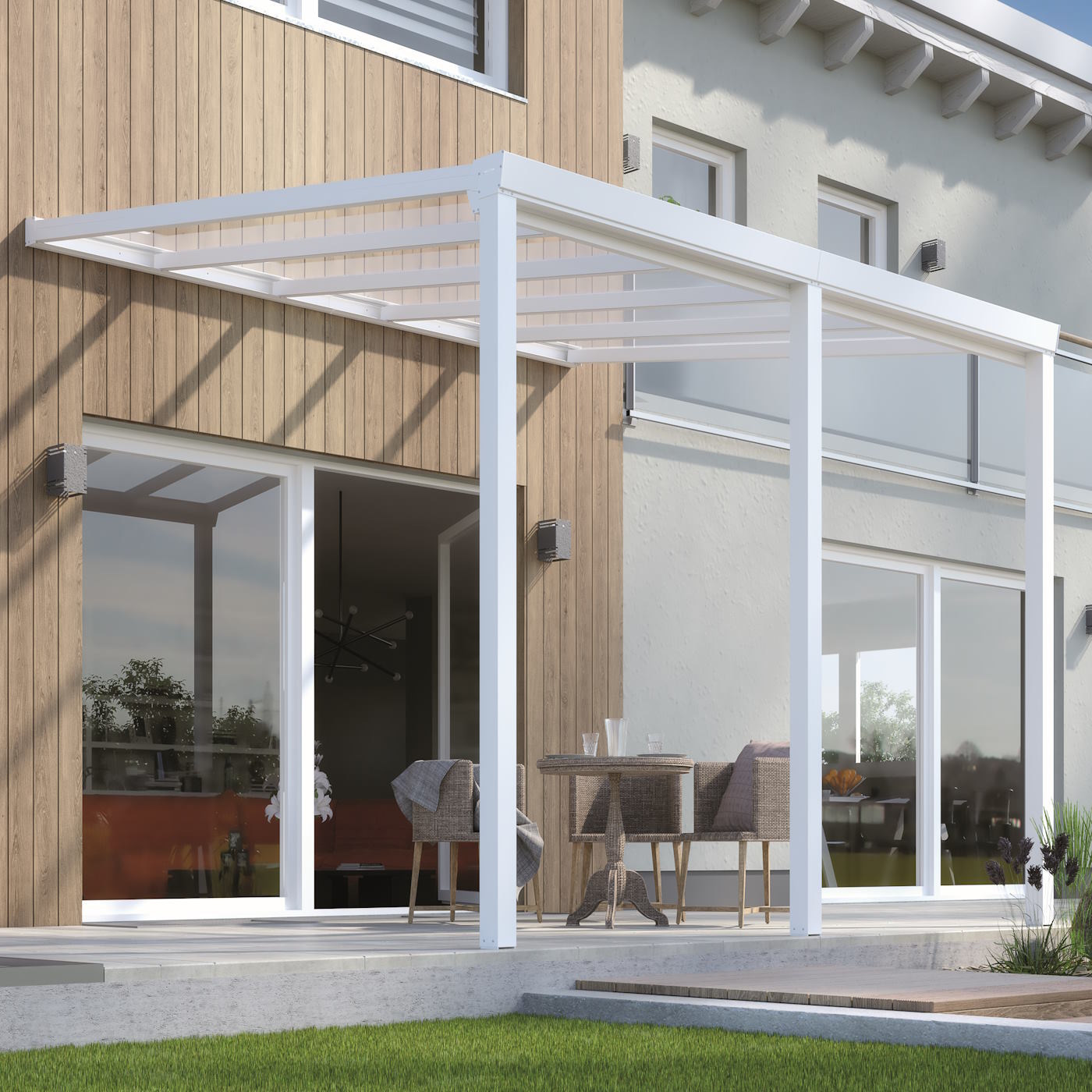 Aphrodite Veranda with Glass Roof - White - 3m x 2.5m