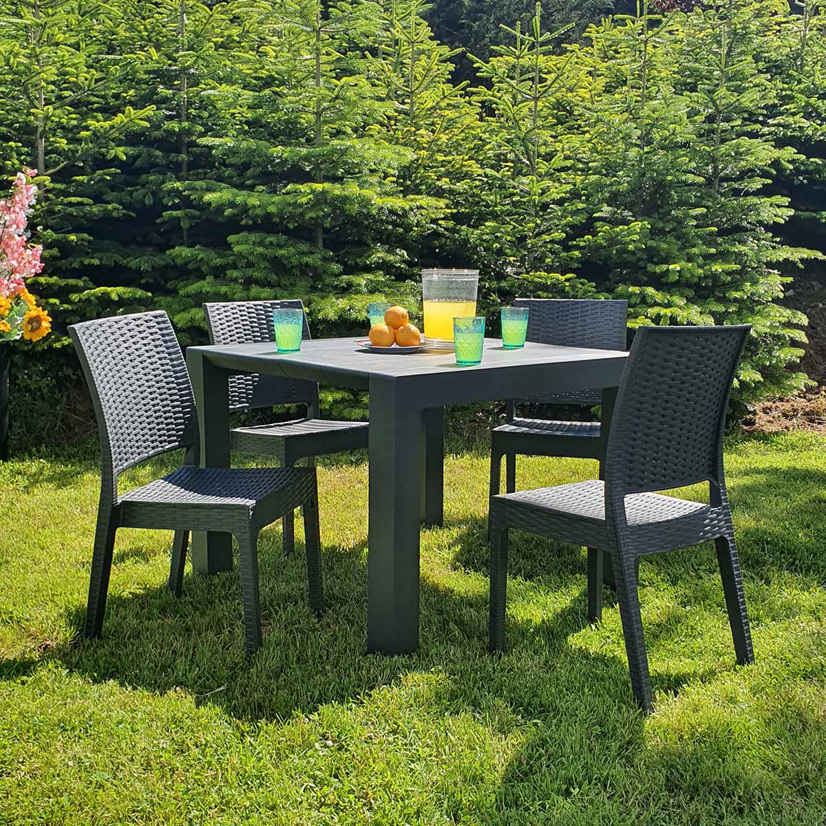 Florida 4 Seat Dining Set with Extending Vegas 4-6 Seat Table