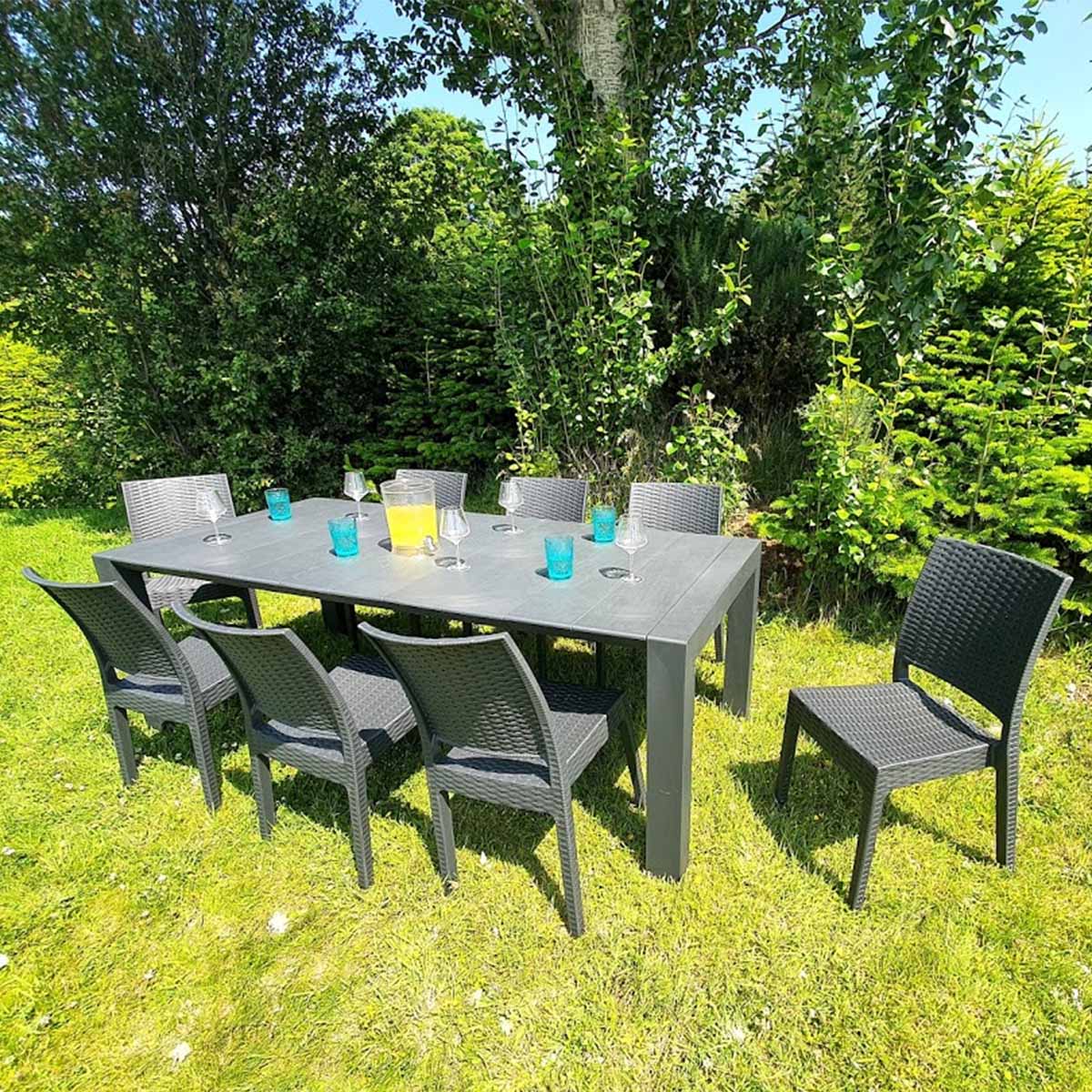 Florida Vegas 8 Seat Set with 6-8 Seat Table in Grey