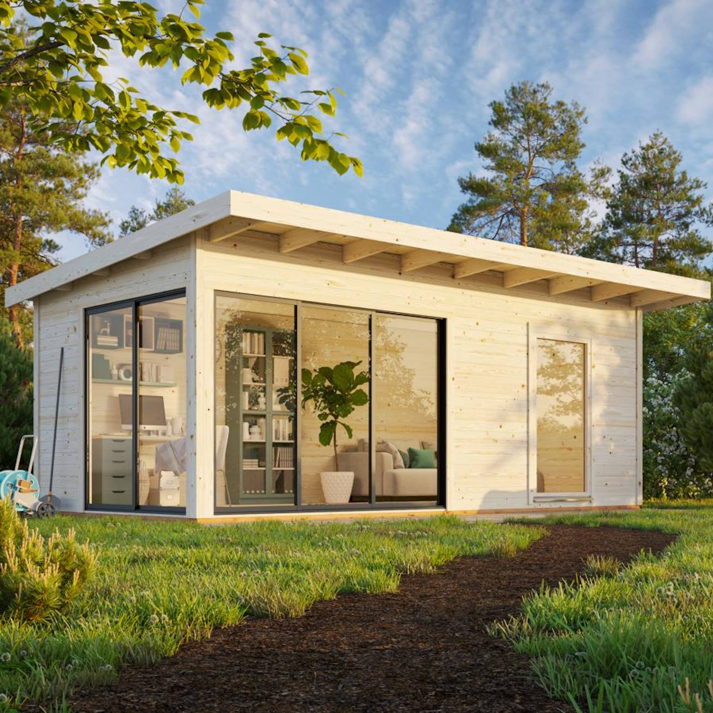 Andrea 17.1sqm (2.6m x 6m) Slide Plus Garden Room / Garden Office with Double Toughened Glass