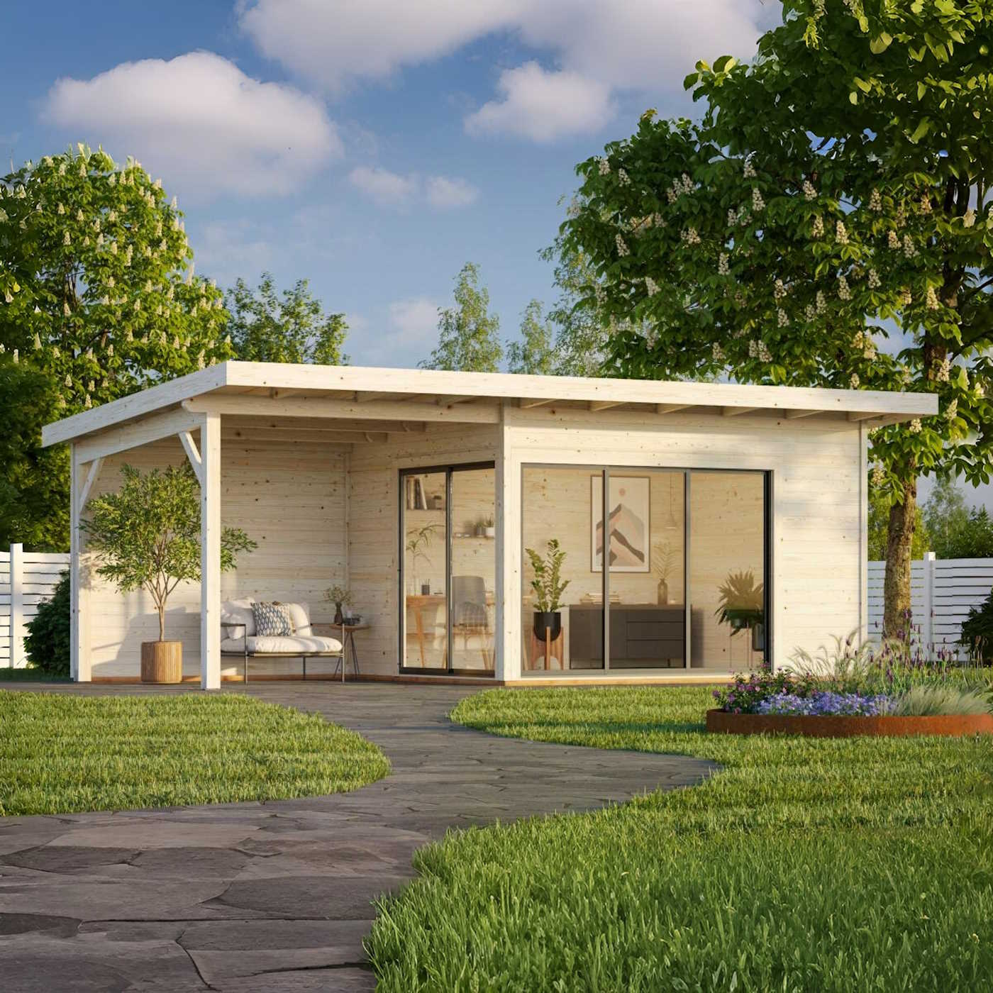 Andrea 11.2sqm + 7.9sqm (2.6m x 6.9m) Slide Plus Garden Room / Garden Office with Double Toughened Glass