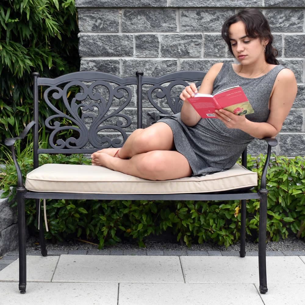 Sapphire Bronze Cast Aluminium Bench with Cushion