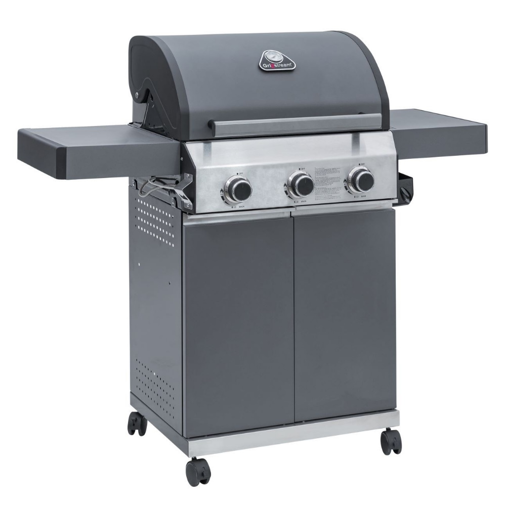 Grillstream Classic 3 Burner Hybrid BBQ (Charcoal and Gas) - Matte Grey