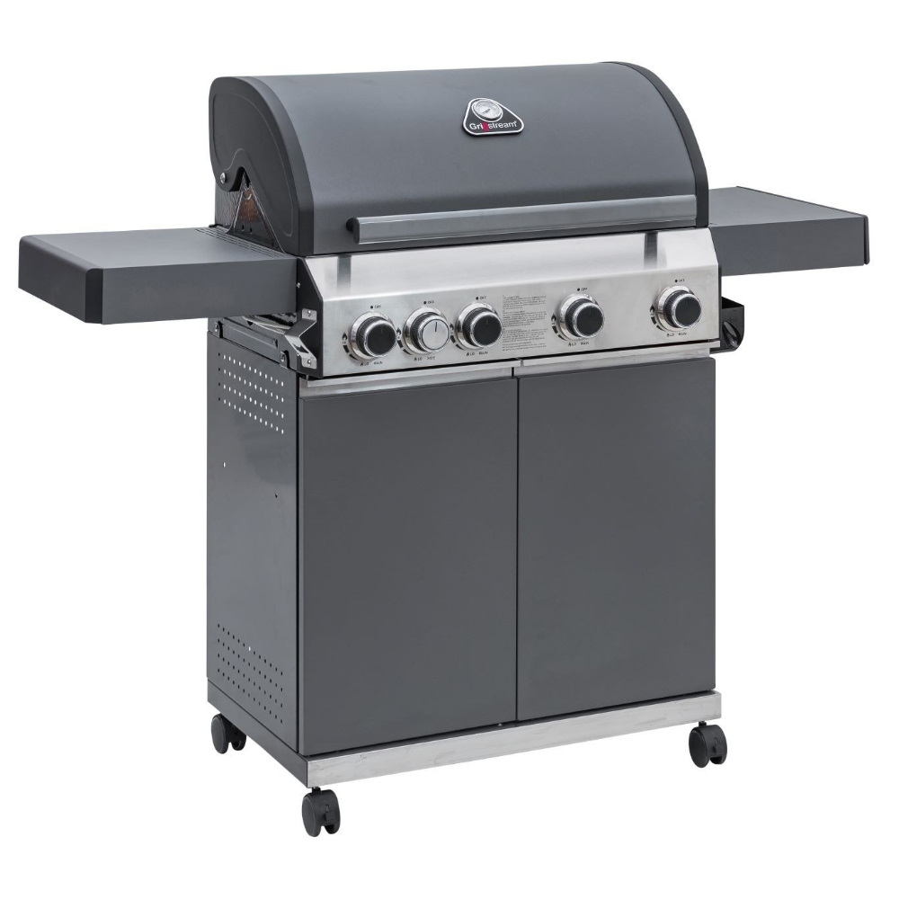 Grillstream Classic 4 Burner Hybrid BBQ with Side Burner (Charcoal and Gas) - Matte Grey