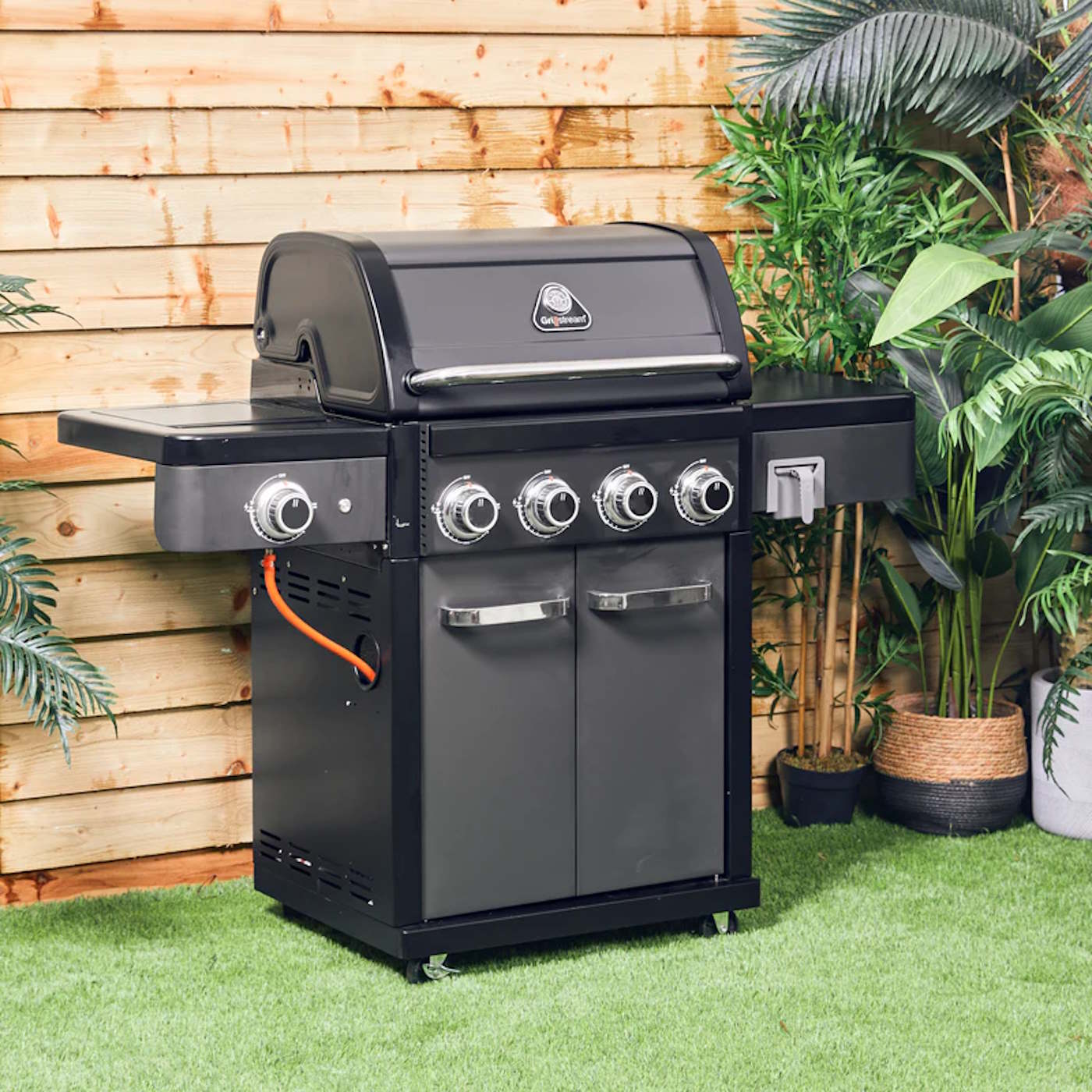 Grillstream Legacy 4 Burner Hybrid Gas & Charcoal BBQ with Side Burner - Matt Black