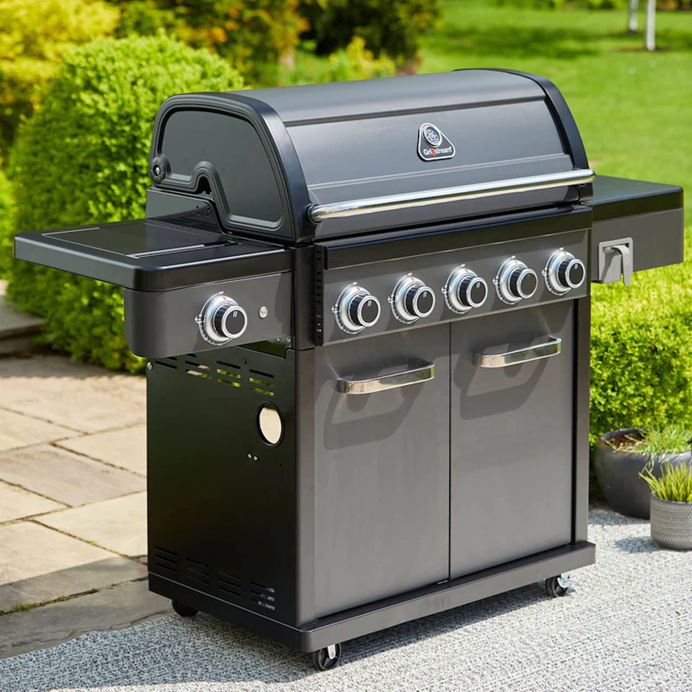 Grillstream Legacy 5 Burner Hybrid Gas & Charcoal BBQ with Side Burner - Matt Black