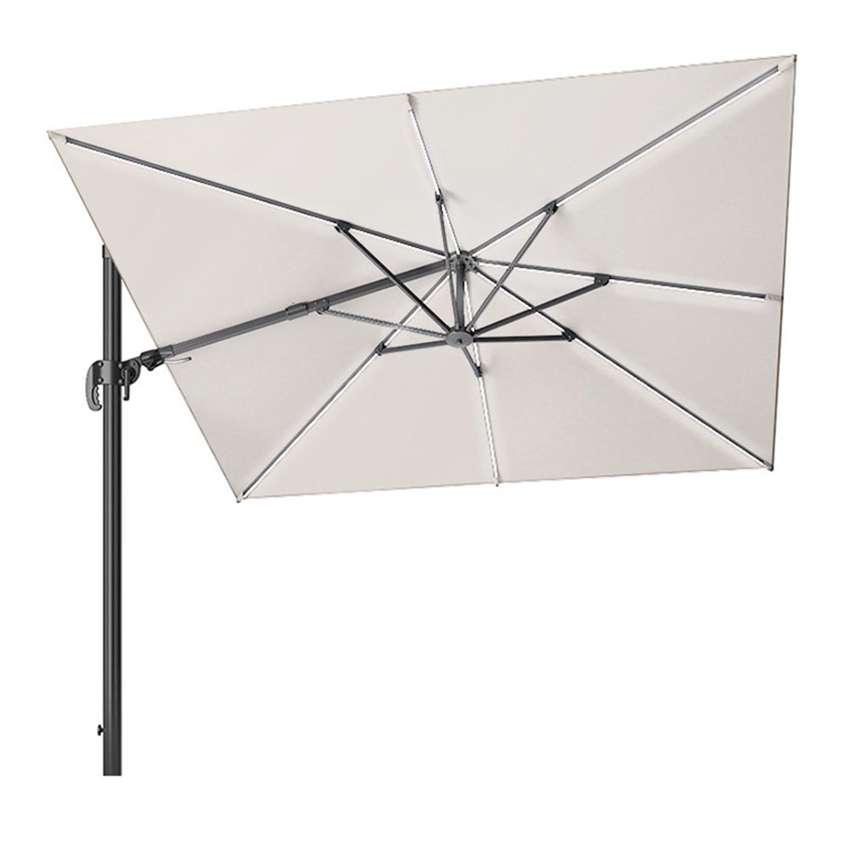 Glow Challenger T2 3m Square Ivory Parasol with 90kg Base
