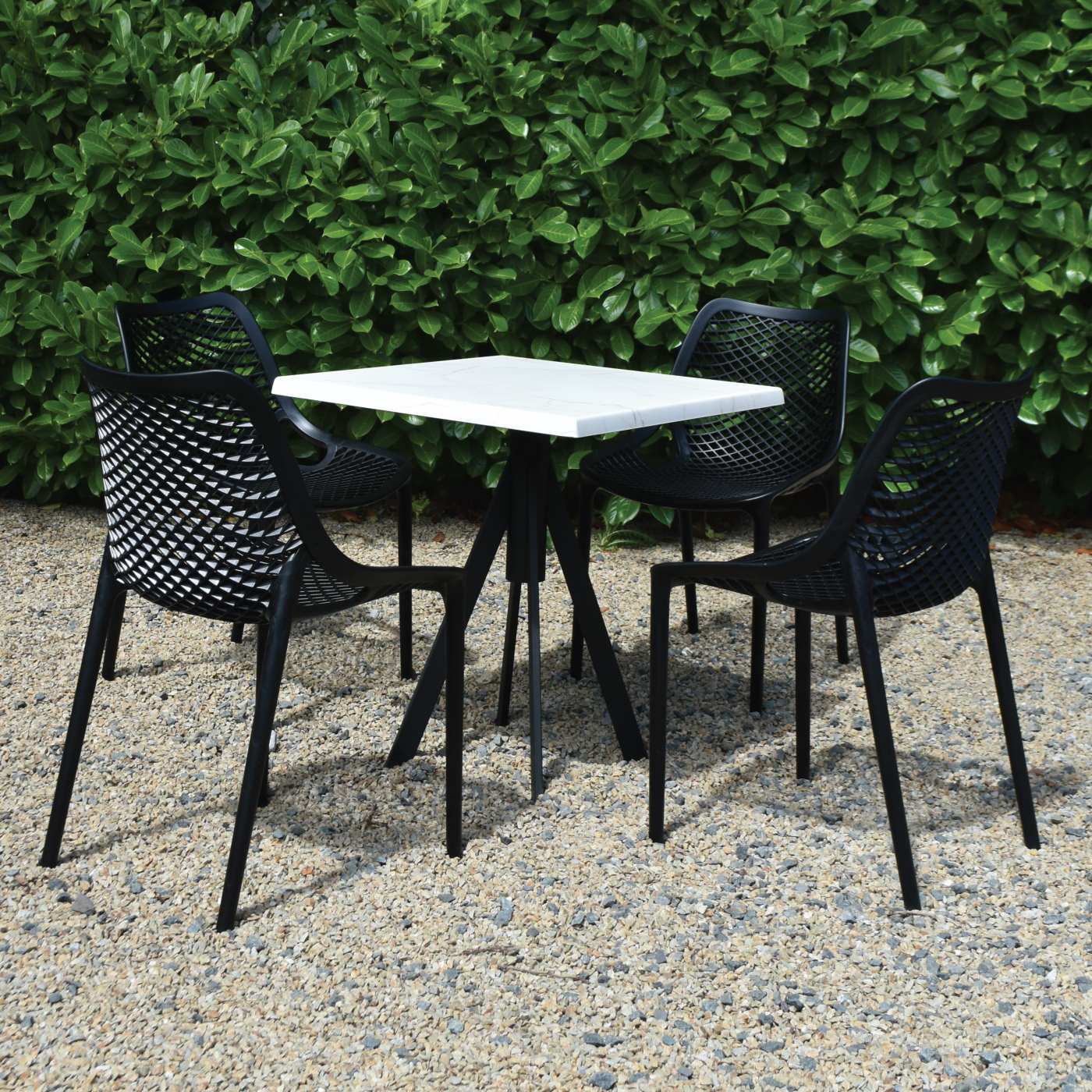 4 Seater Set Golden Marble Square Werzalit Table Fuoz Legs & Air Chairs