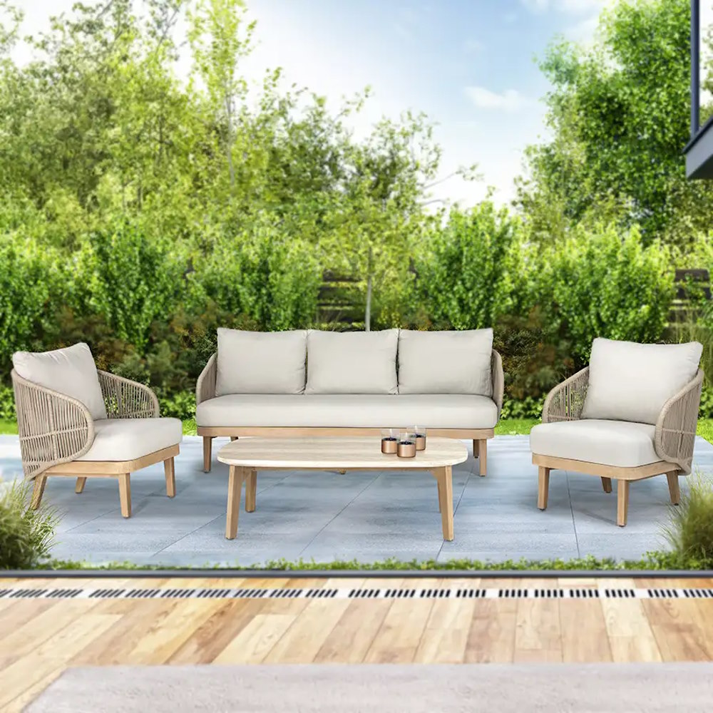 Kettler Bali Lounge Eucalyptus Wood 3 Seat Sofa Set