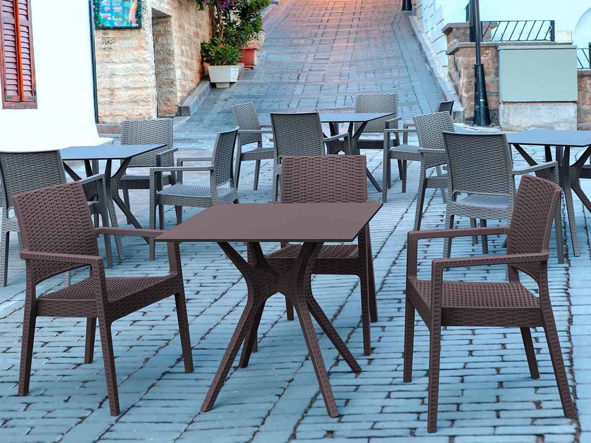 Ibiza 4 Seat Outdoor Contract Dining Set with Stackable Chairs