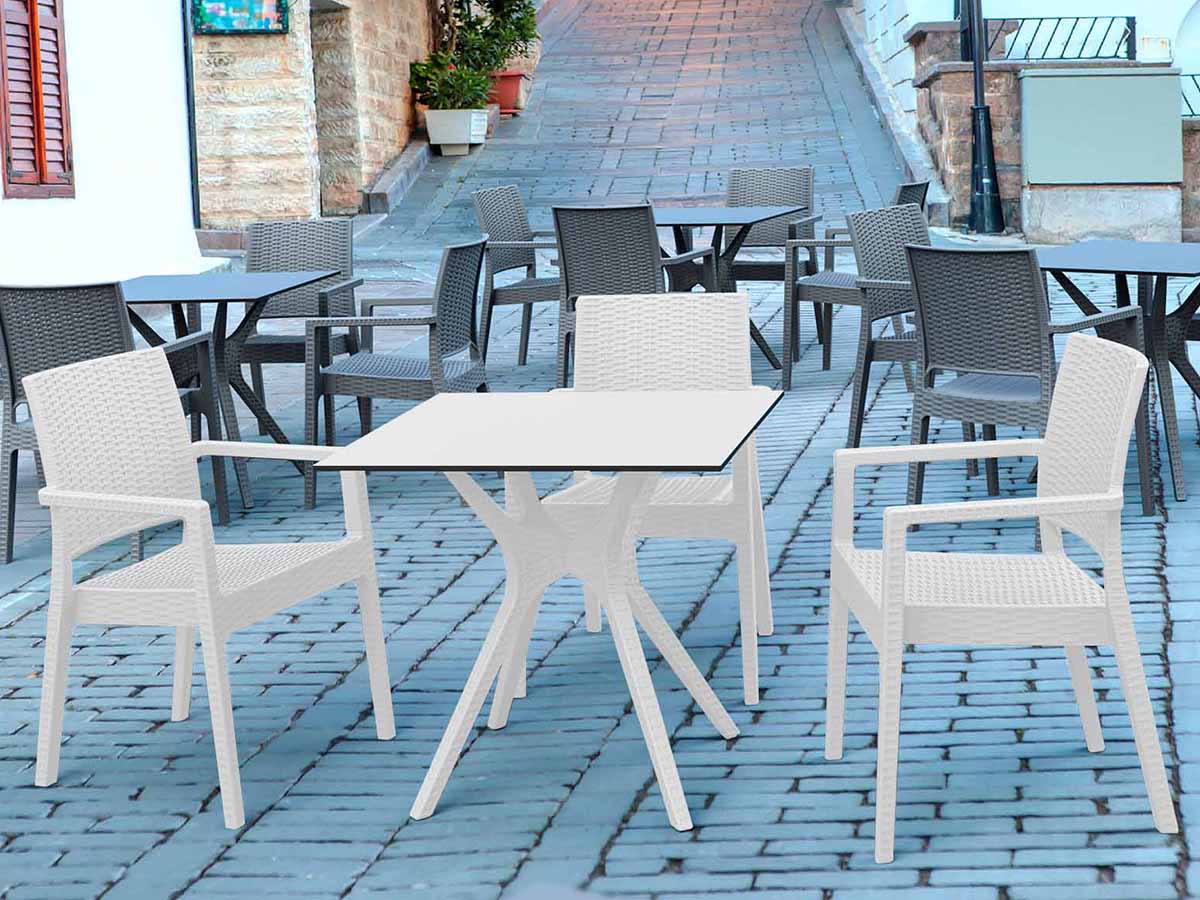 Ibiza 4 Seater Square Dining Set in White