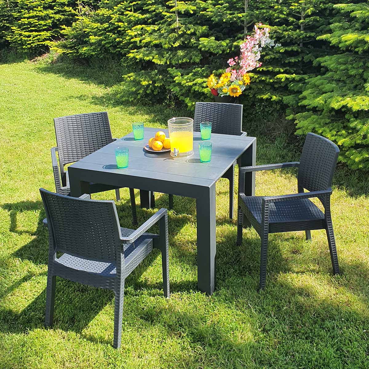 Ibiza 4 Seat Dining Set with Extending Vegas 4-6 Seat Table