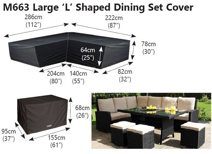 Bosmere Large L Shaped Dining Cover Set - Left Side Long