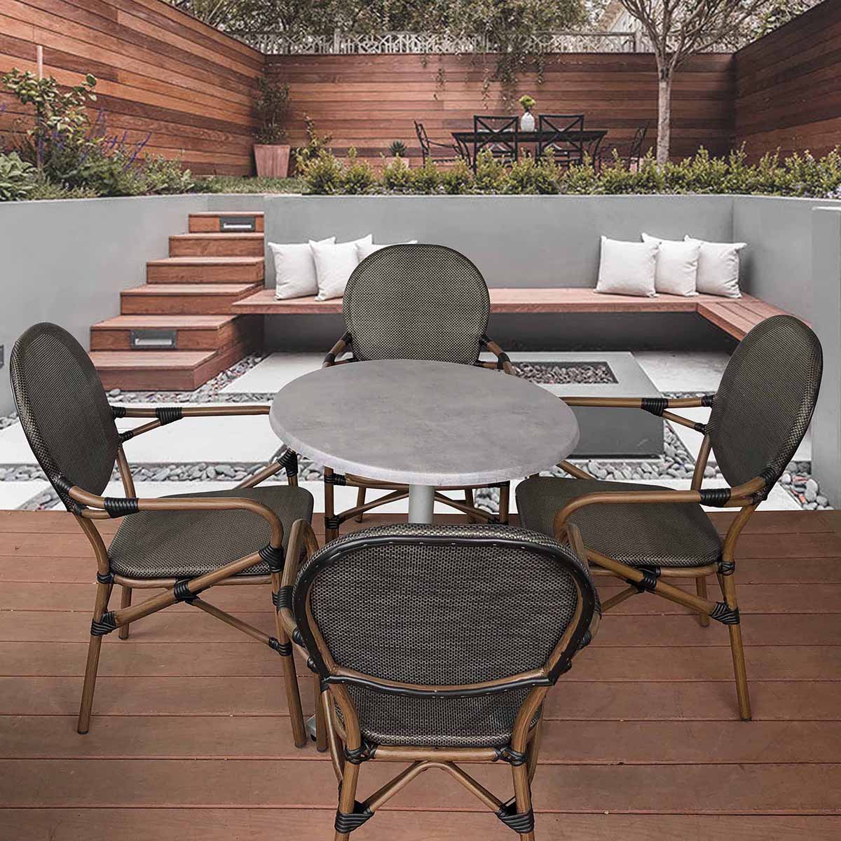 Lyon Carver Chairs City Round Folding 4 Seaters Set