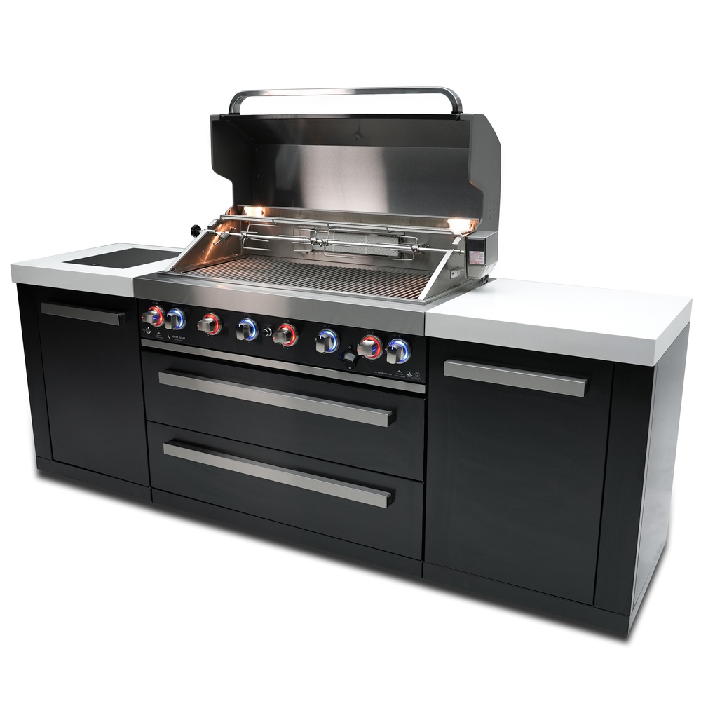 Mont Alpi - 805 6 Burner BBQ Island - Black & Stainless Steel