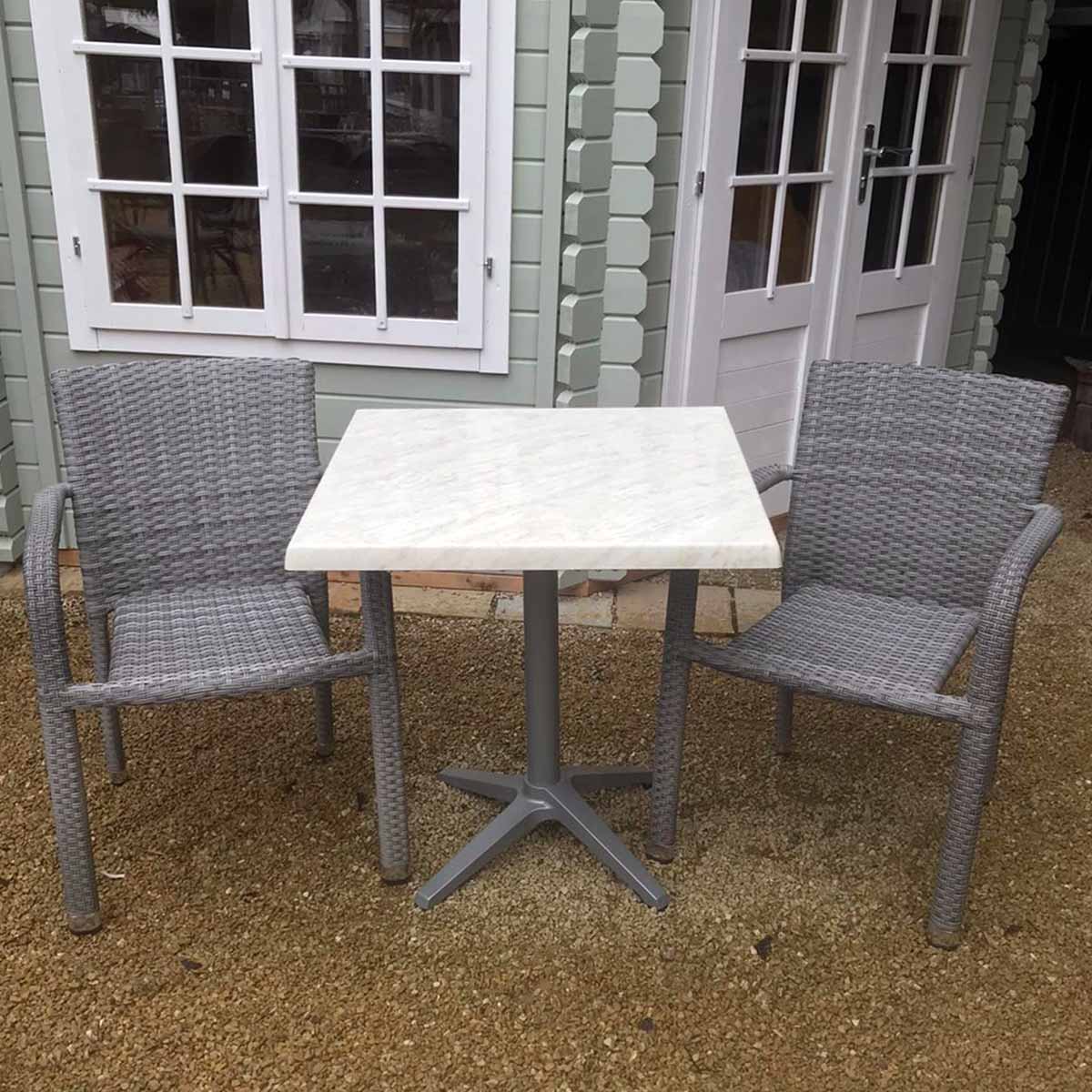 Marble Table with 2 Oliveria Grey Chair