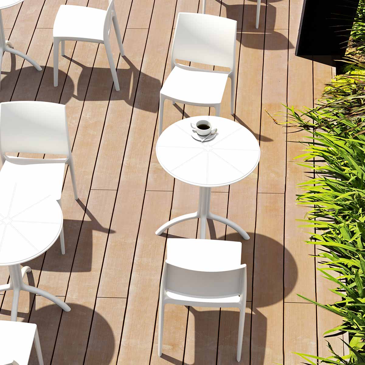 Maya Chairs and Octopus Bistro Set in White
