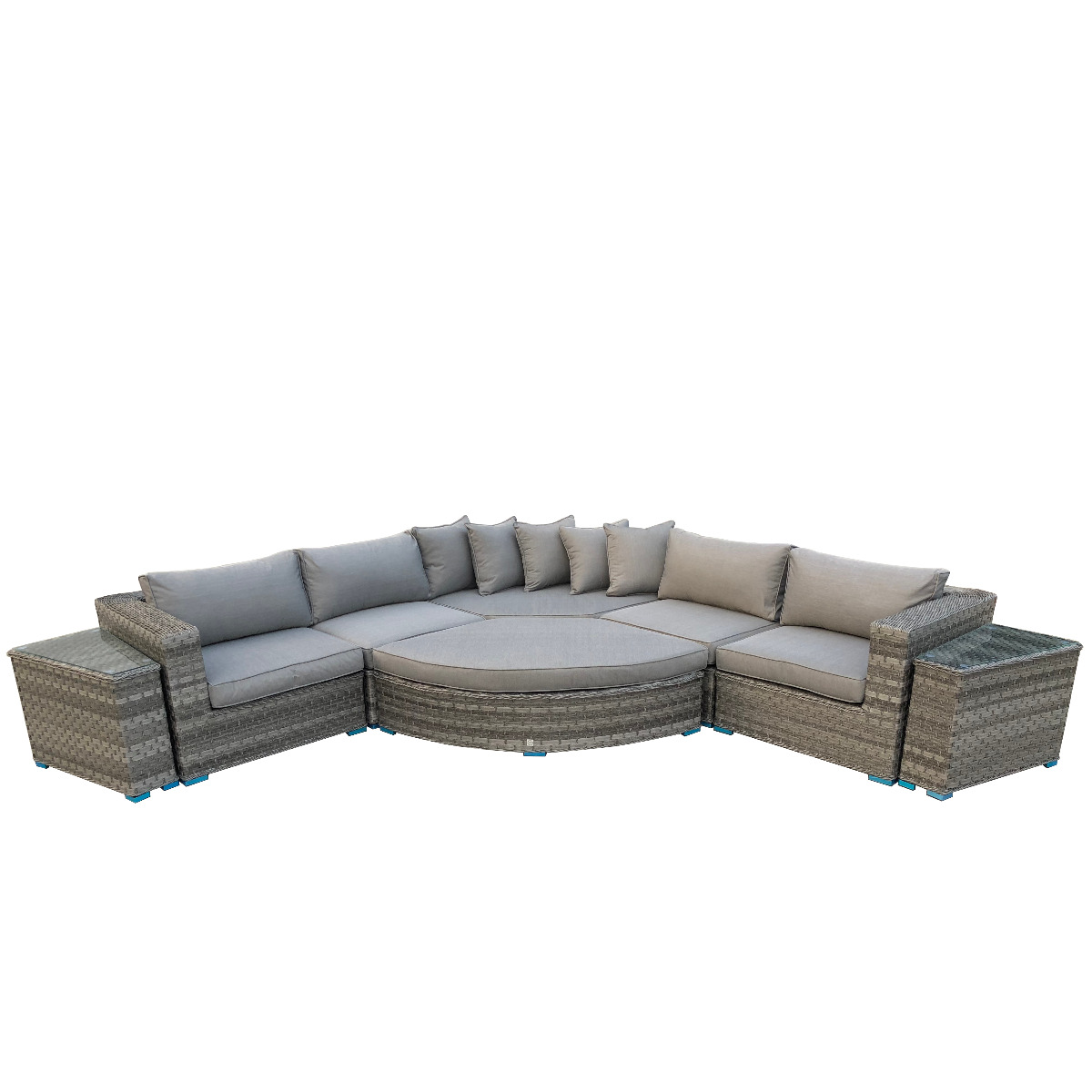 Mediterranean Grey Large Rattan Outdoor Sofa Set