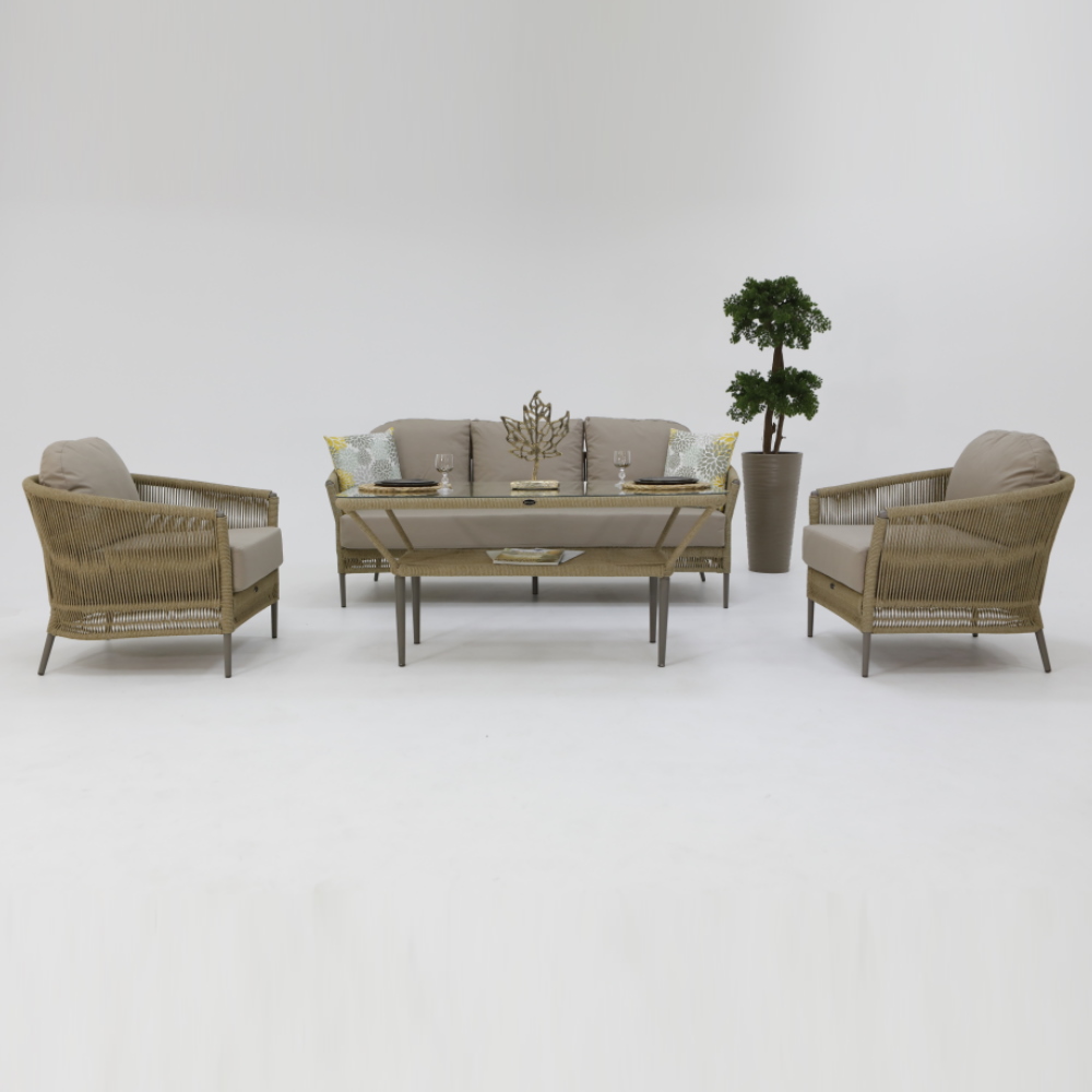 Mitra Sofa Set in Cappuccino